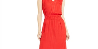 Alfani Women's Smocked Waist Fit & Flare Dress Red Size PPetite XL