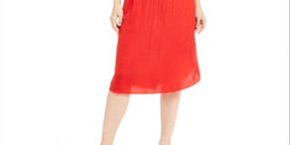 Alfani Women's Smocked Waist Fit & Flare Dress Red Size PPetite XL