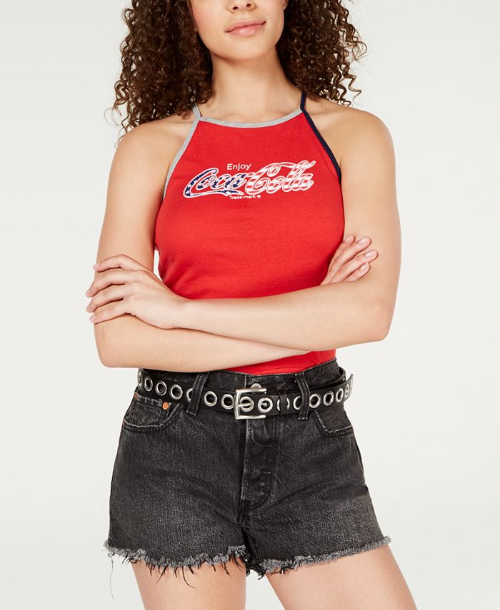 Freeze Women's Juniors Coke USA Slogan Graphic Tank Top Red Size M