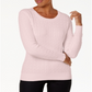Karen Scott Women's Cable Knit Crewneck Sweater Pink Size Medium