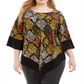 Alfani Women's Printed V Hem Top Yellow Size 2X