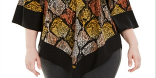 Alfani Women's Printed V Hem Top Yellow Size 2X