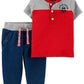 Carter's Infant Boy's Henley Tee & Jogger Set Red Size Newborn