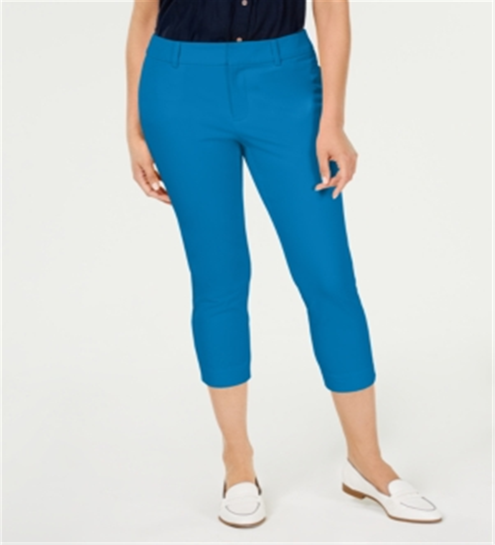 Charter Club Women's Newport Tummy Control Cropped Pants Blue Size 12