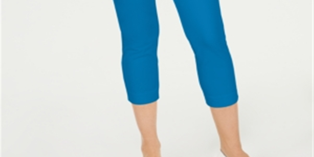 Charter Club Women's Newport Tummy Control Cropped Pants Blue Size 12