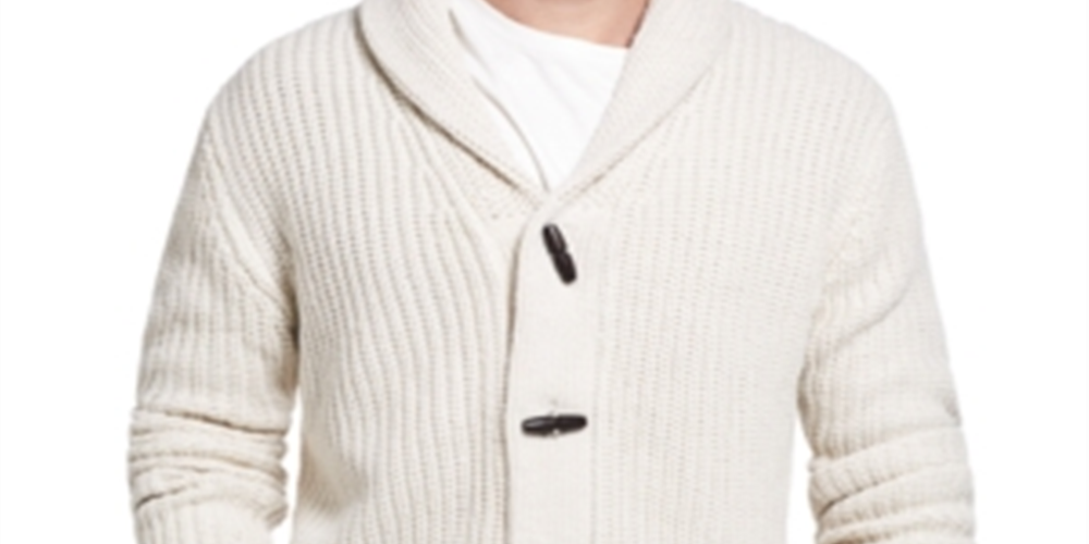 Weatherproof Vintage Men's Ribbed Cardigan with Toggles Brown Size XX-Large
