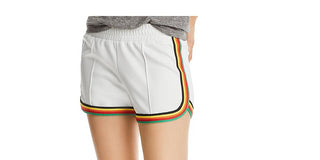 Pam & Gela Women's Striped Short Casual Shorts White Size Small