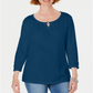 Karen Scott Women's Three Quarter Sleeve Top Blue Size Large