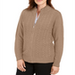Karen Scott Women's Cable Knit Zippered Cardigan Brown  Size M