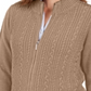 Karen Scott Women's Cable Knit Zippered Cardigan Brown  Size M