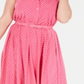 Charter Club Women's Plus Polka Dot Sleeveless Shirtdress -Pink Size 20W