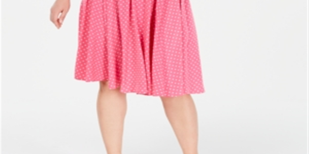 Charter Club Women's Plus Polka Dot Sleeveless Shirtdress -Pink Size 20W
