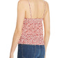 Aqua Women's Floral Print Knot-Front Crop Top Red Size Medium