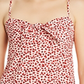 Aqua Women's Floral Print Knot-Front Crop Top Red Size Medium