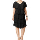 SL Fashions Women's Tiered Shift Shirt Dress Black Size 14W