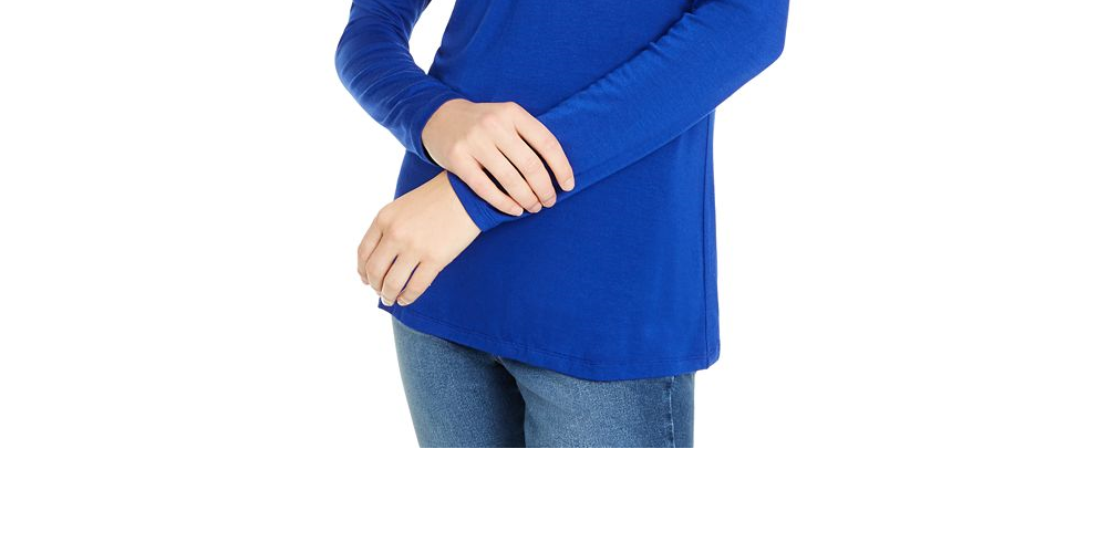 Inc Rhinestone Illusion Cold-Shoulder Top - Bright Blue Size 2XL