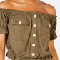 Planet Gold Junior's Off the Shoulder Utility Top Green Size Large