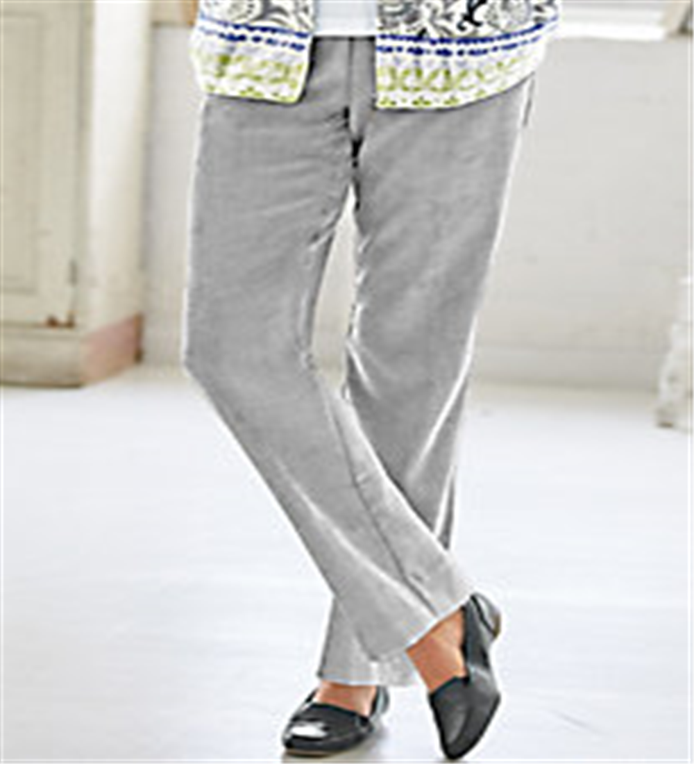 Alfred Dunner Women's Plus Dressy Wear to Work Corduroy Pants Gray Size 18W