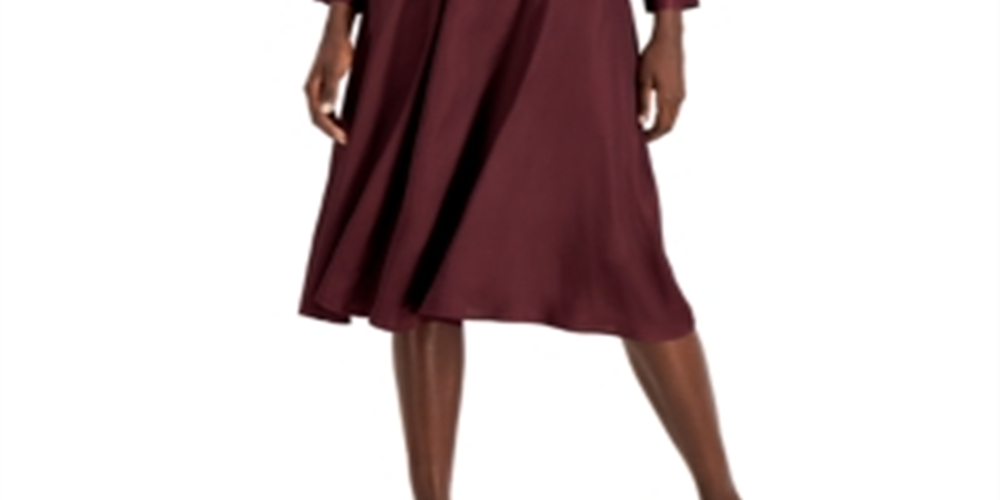 Alfani Women's Belted Collar Shirtdress Wine Size 16