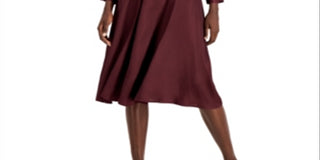 Alfani Women's Belted Collar Shirtdress Wine Size 16