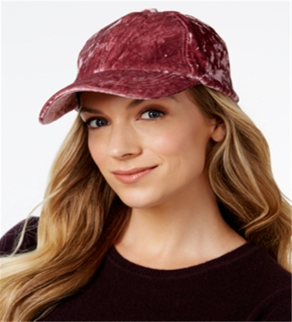 INC International Concepts Women's Crushed Velvet Baseball Cap Pink One Size