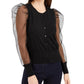 INC International Concepts Women's Woven Sleeve Cardigan Black Size L