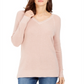 Charter Club Women's Lurex V Neck Sweater Pink Size X-Small