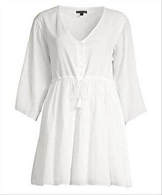 ATM Women's Cotton Ruched Mini Dress White Size S