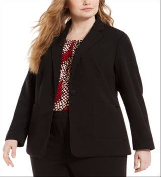 Calvin Klein Plus Size Piped-Trim Tuxedo Blazer - Black Size 18W
