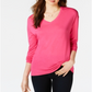 Maison Jules Dropped Shoulder V-Neck Jersey Top Pink Size XS