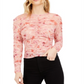 Bar Iii Floral-Print Ruched Top Pink Size S