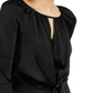 INC International Concepts Women's Pebbled Satin Tie-Front Blouse Black Size 2XL