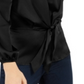 INC International Concepts Women's Pebbled Satin Tie-Front Blouse Black Size 2XL