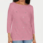 Karen Scott Women's Petite Grommet Cotton 3/4-Sleeve Top Pink Size PXS