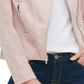 Tommy Hilfiger Women's Faux Suede Moto Jacket Pink Size 16