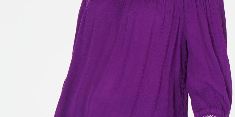 INC Women's Off-the-Shoulder Boho Peasant Top Purple Size S