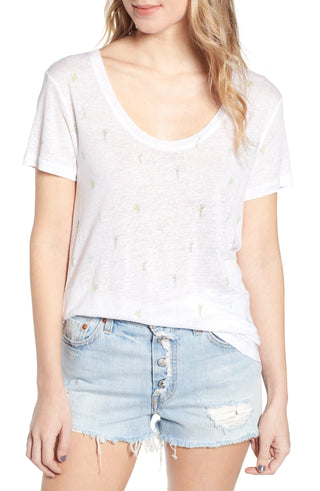 Rails Women's Luna Linen Printed T-Shirt White Size L