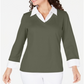 Karen Scott Women's Cotton Layered Look Top Green Size M