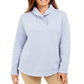 Karen Scott Sport Shawl-Collar Fleece Pullover - Light Blue Heather Blue Size XL