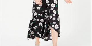 Bar III Women's Ruffled Maxi Wrap Dress Black Size XXS