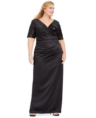 Adrianna Papell Women's Sequin Gown Black Size 20