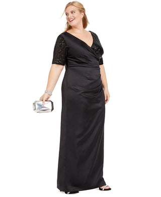 Adrianna Papell Women's Sequin Gown Black Size 20