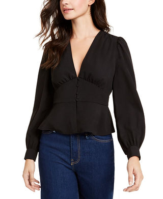 French Connection Women's Blaine Crepe Blouse Black Size 0
