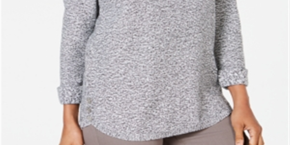 Karen Scott Cotton Marled Sweater Grey Size XS