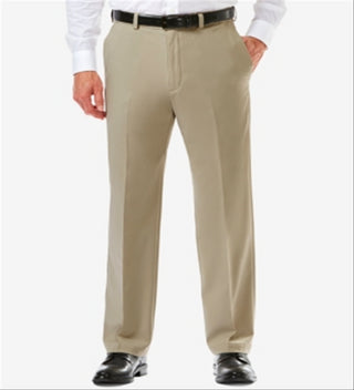 Haggar Men's Cool 18 Pro Flat Front Pants Yellow Size 38Wx32L