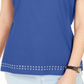 Karen Scott Women's Grommet Trim Cotton Top Blue Size Medium