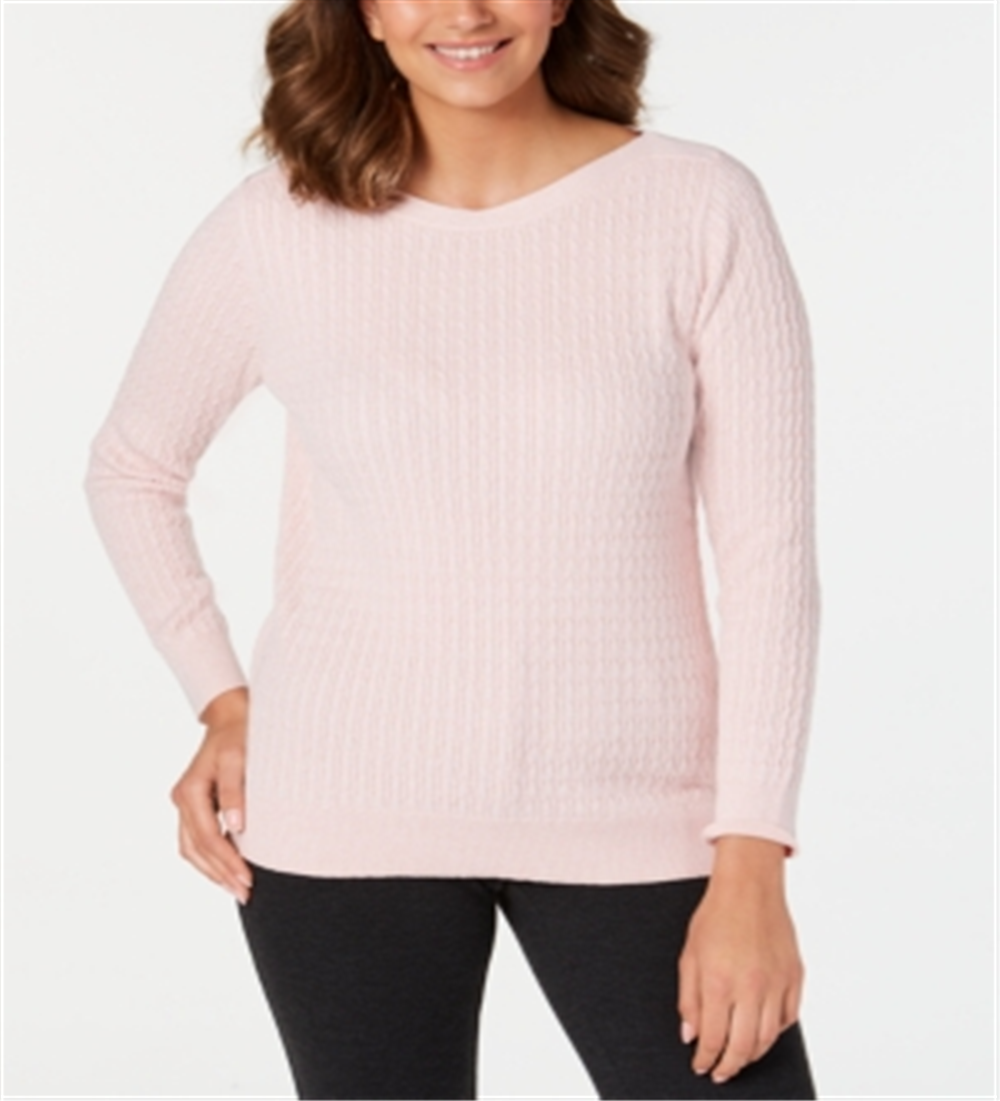 Karen Scott Boat-Neck Cotton Sweater - Pink Size L