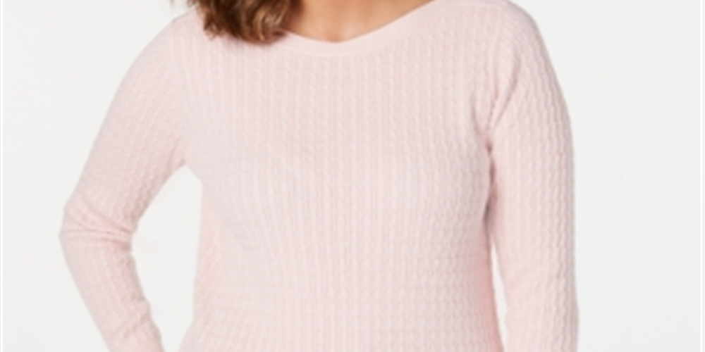 Karen Scott Boat-Neck Cotton Sweater - Pink Size L