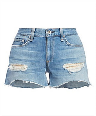 Rag & Bone Women's Juniors Dre Cutoff Shorts Denim Low Rise Blue  28