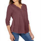 Style & Co Women's V Neck Mixed Woven Top Purple Size Small